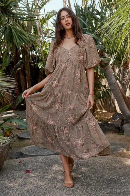 Maribel Dress in Olive sold by bohme