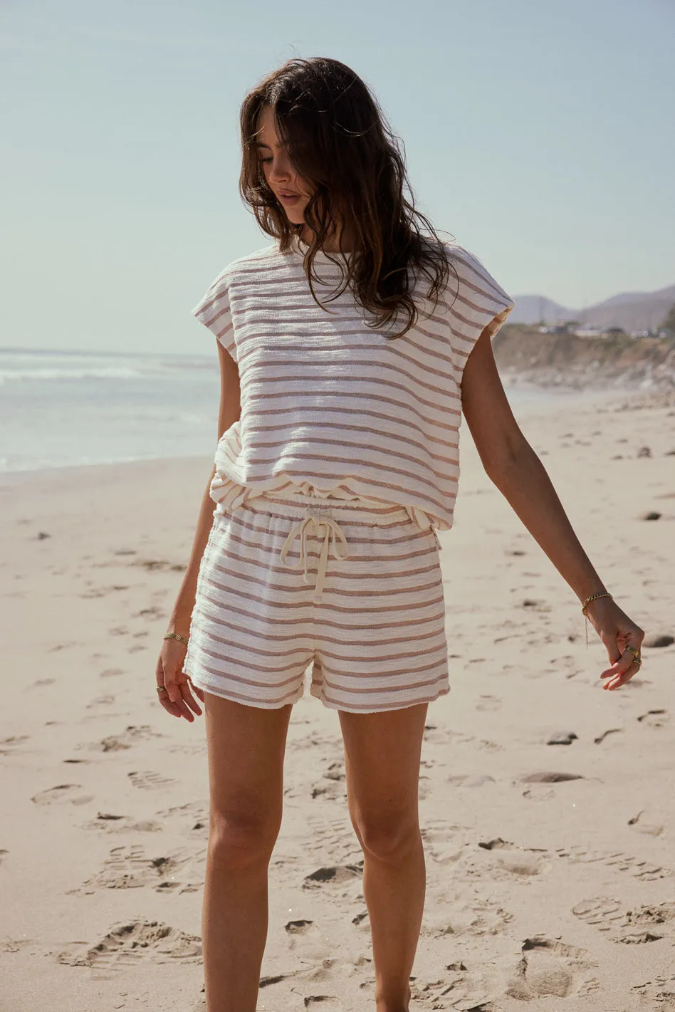 Jessie Striped Shorts in Taupe - FINAL SALE sold by bohme product image thumbnail 2