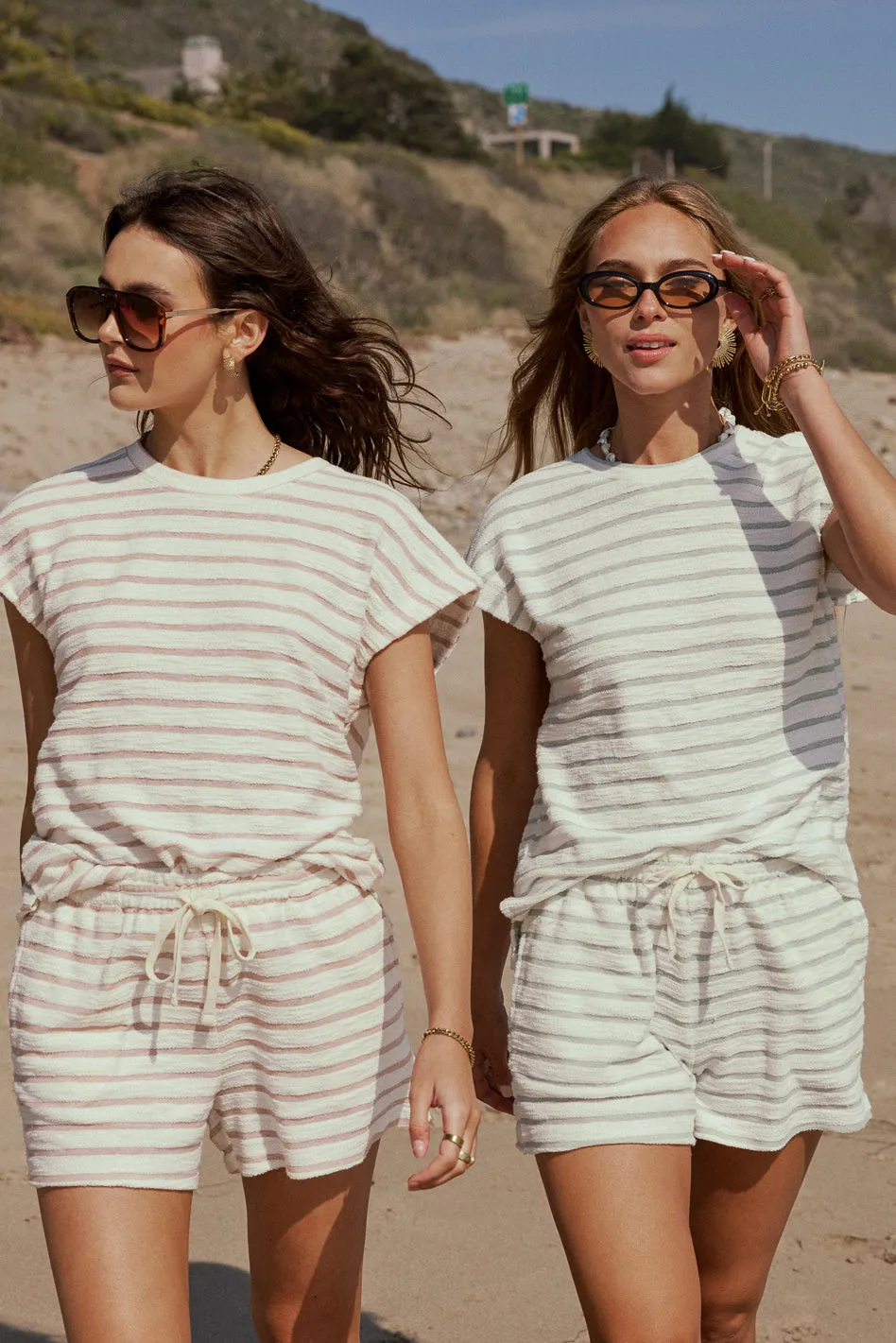 Jessie Striped Shorts in Taupe - FINAL SALE sold by bohme