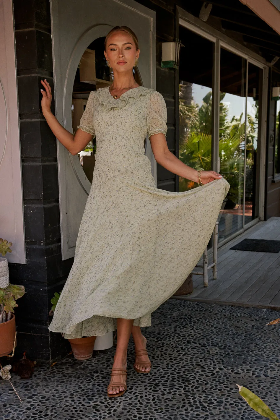 Saige Ruffled Maxi Dress - FINAL SALE sold by bohme product image thumbnail 5