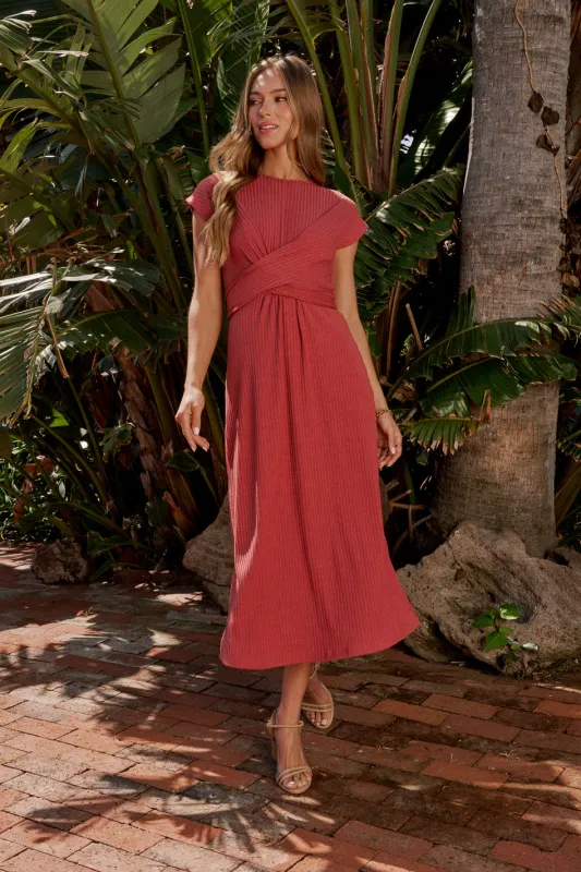 Vaeda Ribbed Tie Dress in Berry - FINAL SALE sold by bohme