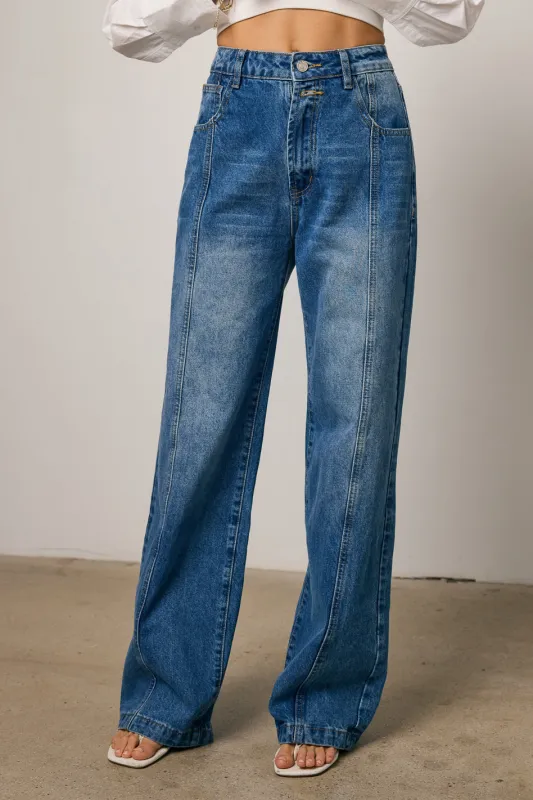 Wren Medium Wash Baggy Jeans sold by bohme