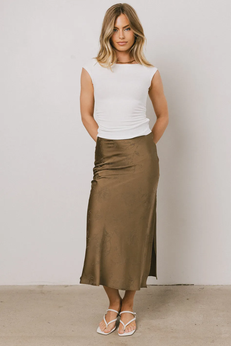 Ellie Floral Maxi Skirt in Olive - FINAL SALE sold by bohme product image thumbnail 3