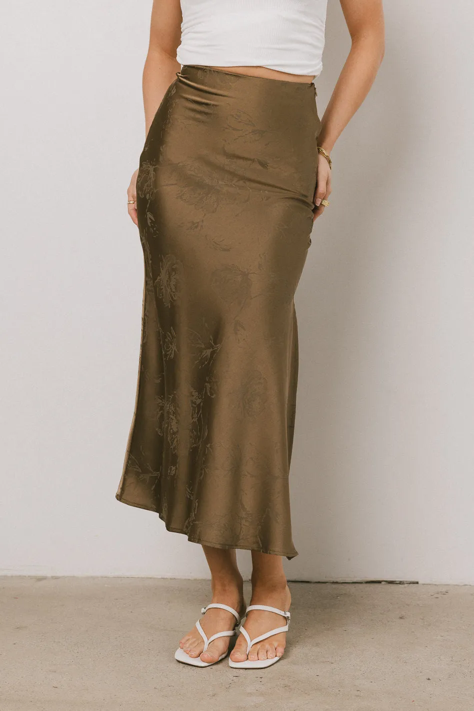 Ellie Floral Maxi Skirt in Olive - FINAL SALE sold by bohme product image thumbnail 2