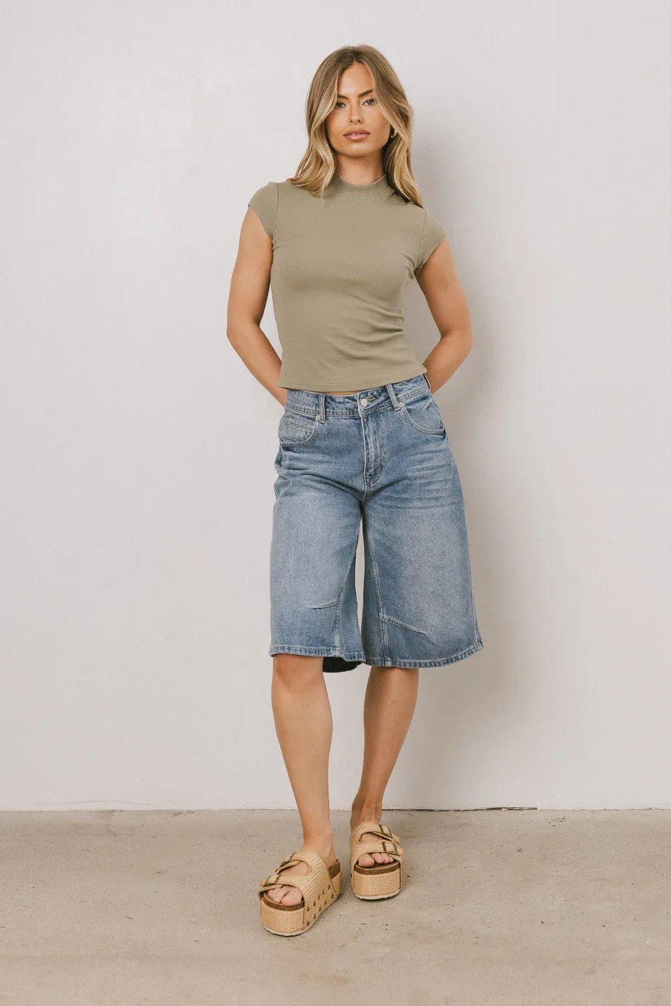 Noel Mock Neck Top in Light Olive - FINAL SALE sold by bohme product image thumbnail 5