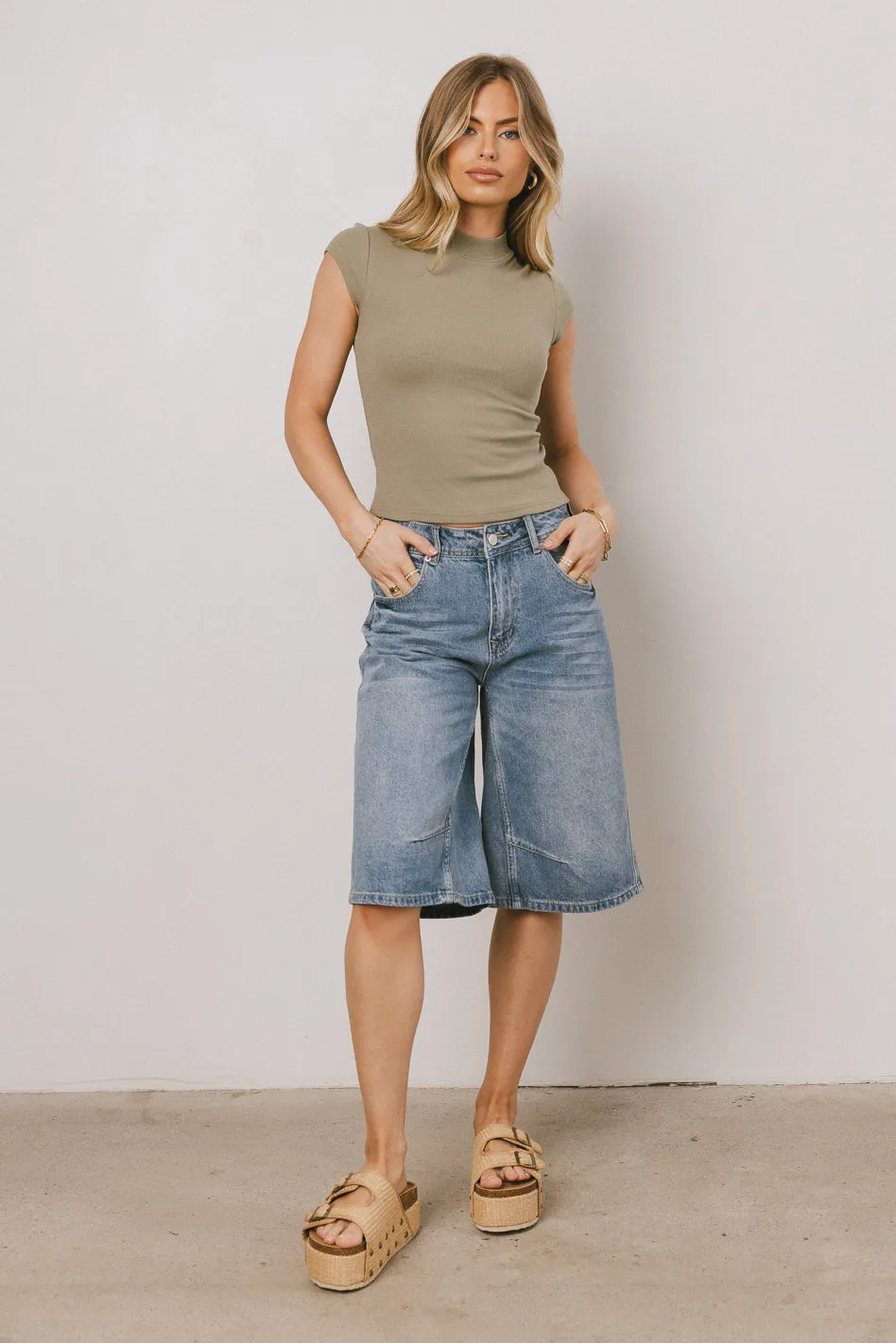 Noel Mock Neck Top in Light Olive - FINAL SALE sold by bohme product image thumbnail 2