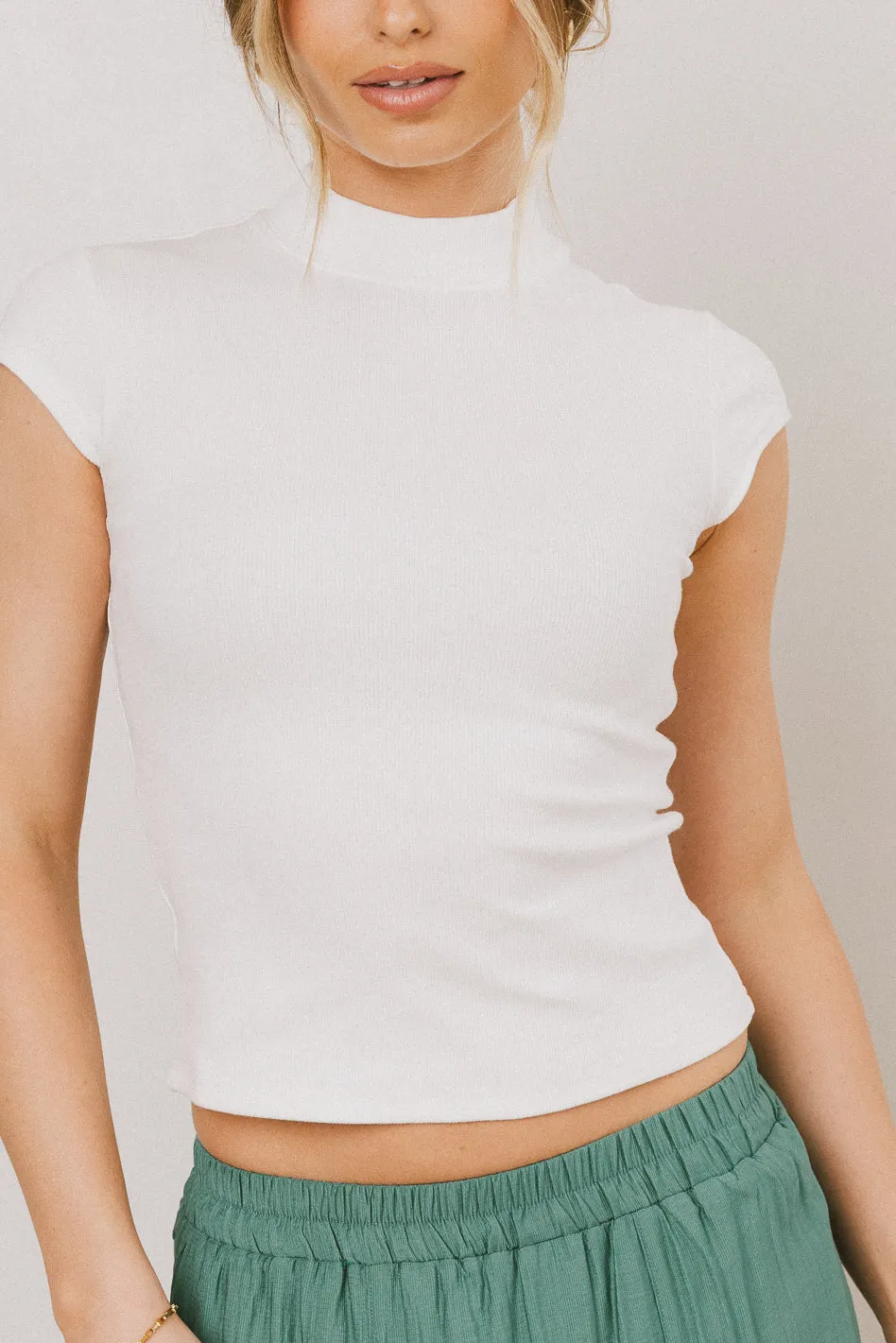 Noel Mock Neck Top in White - FINAL SALE sold by bohme product image thumbnail 3