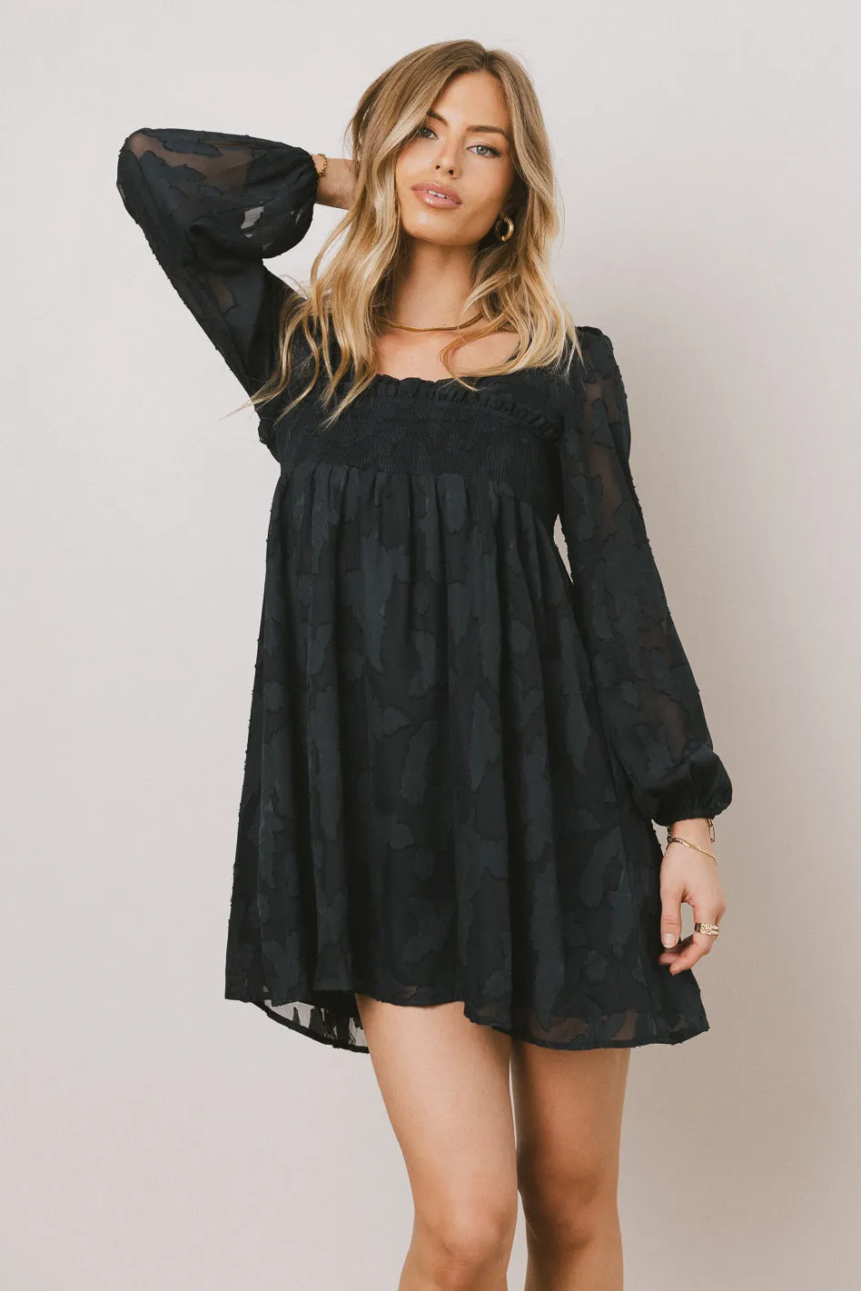 Miles Smocked Mini Dress in Navy - FINAL SALE sold by bohme product image thumbnail 4