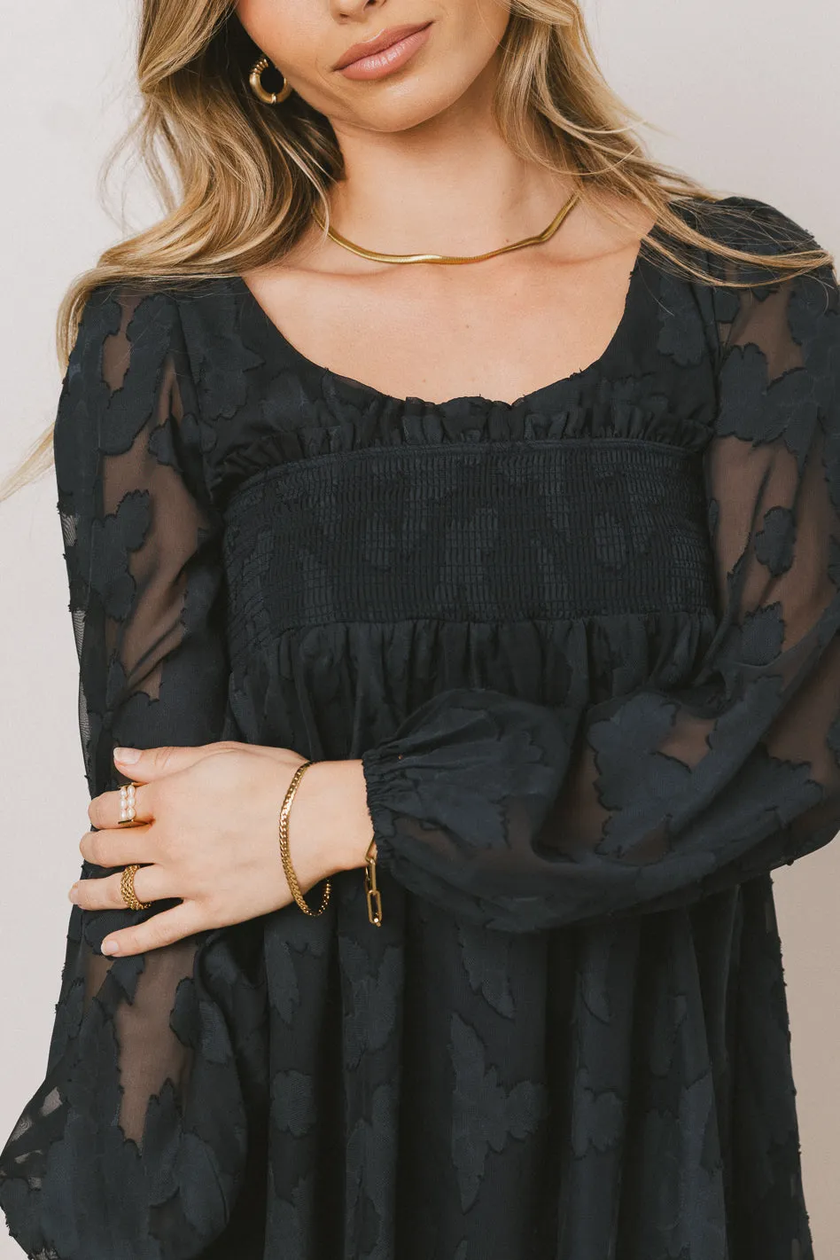 Miles Smocked Mini Dress in Navy - FINAL SALE sold by bohme product image thumbnail 3