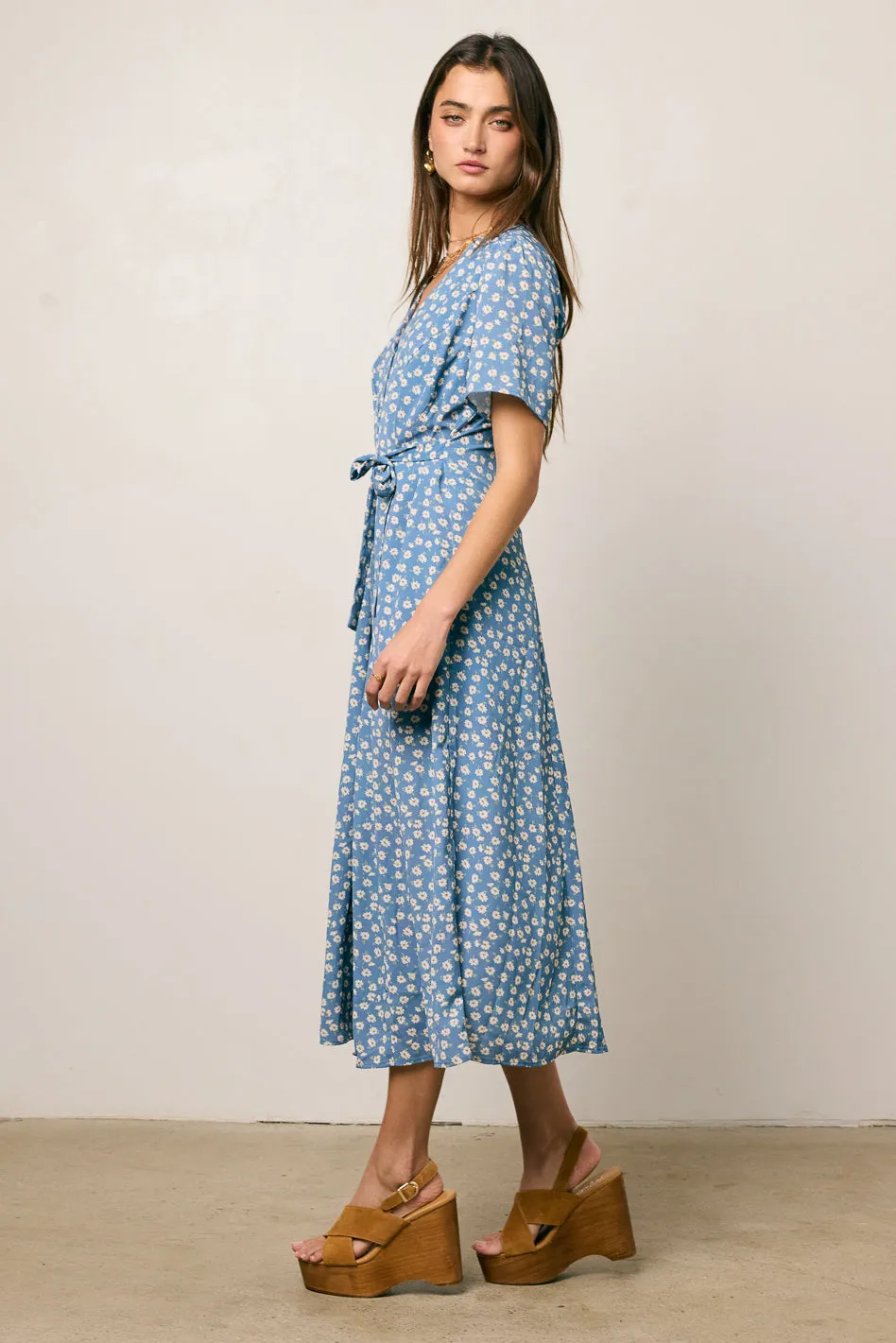 Malik Floral Midi Dress in Blue - FINAL SALE sold by bohme product image thumbnail 2