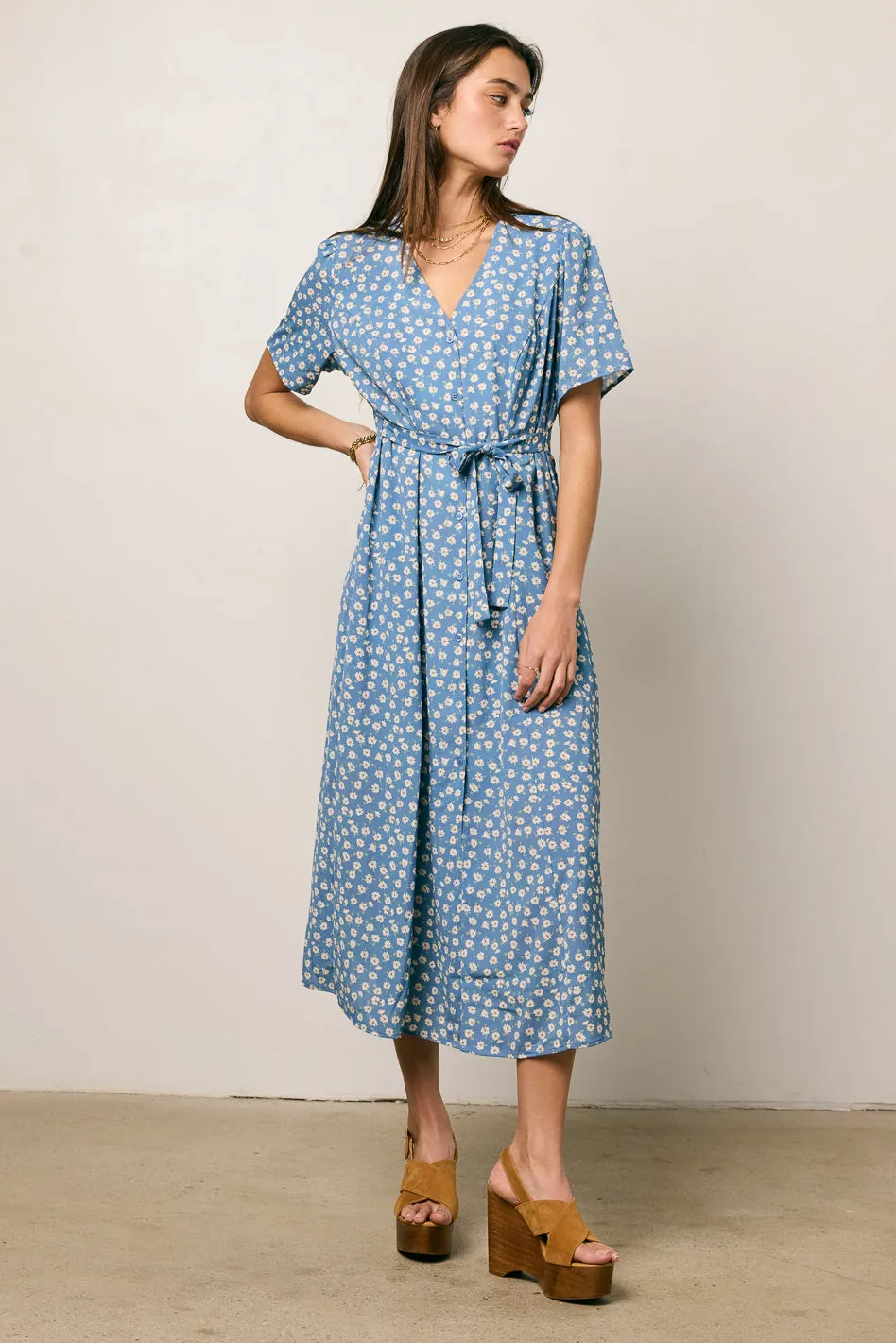 Malik Floral Midi Dress in Blue - FINAL SALE sold by bohme