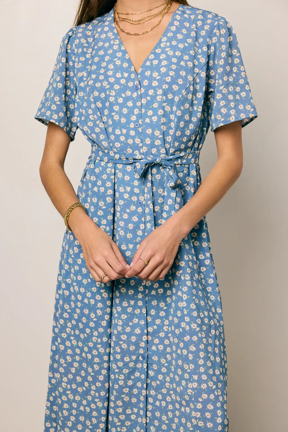 Malik Floral Midi Dress in Blue - FINAL SALE sold by bohme product image thumbnail 3