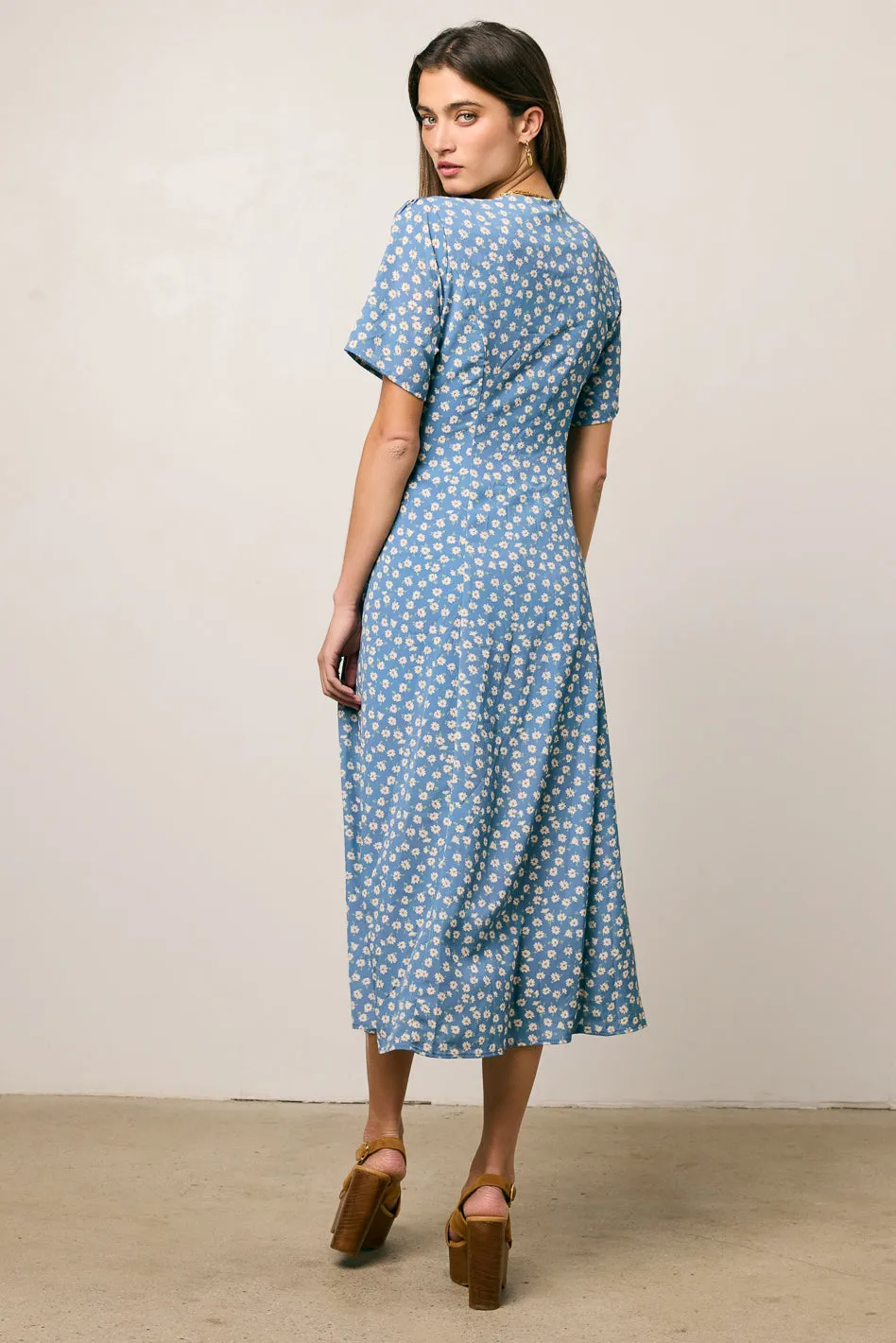 Malik Floral Midi Dress in Blue - FINAL SALE sold by bohme product image thumbnail 5