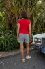 Sofia Gingham Shorts in Navy sold by bohme