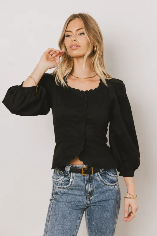 Yara Button Down Top in Black sold by bohme