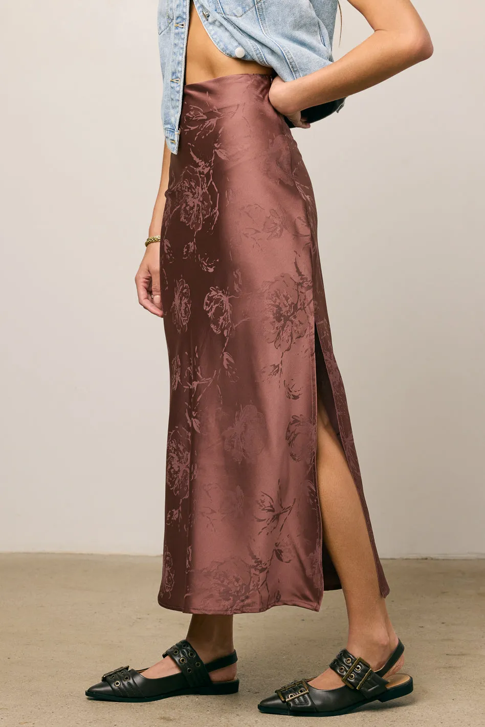 Ellie Floral Maxi Skirt in Brown - FINAL SALE sold by bohme
