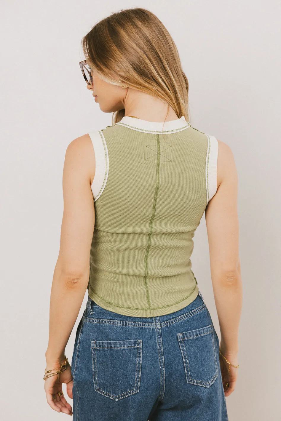 Lilah Reverse Seam Tank in Green - FINAL SALE sold by bohme product image thumbnail 3