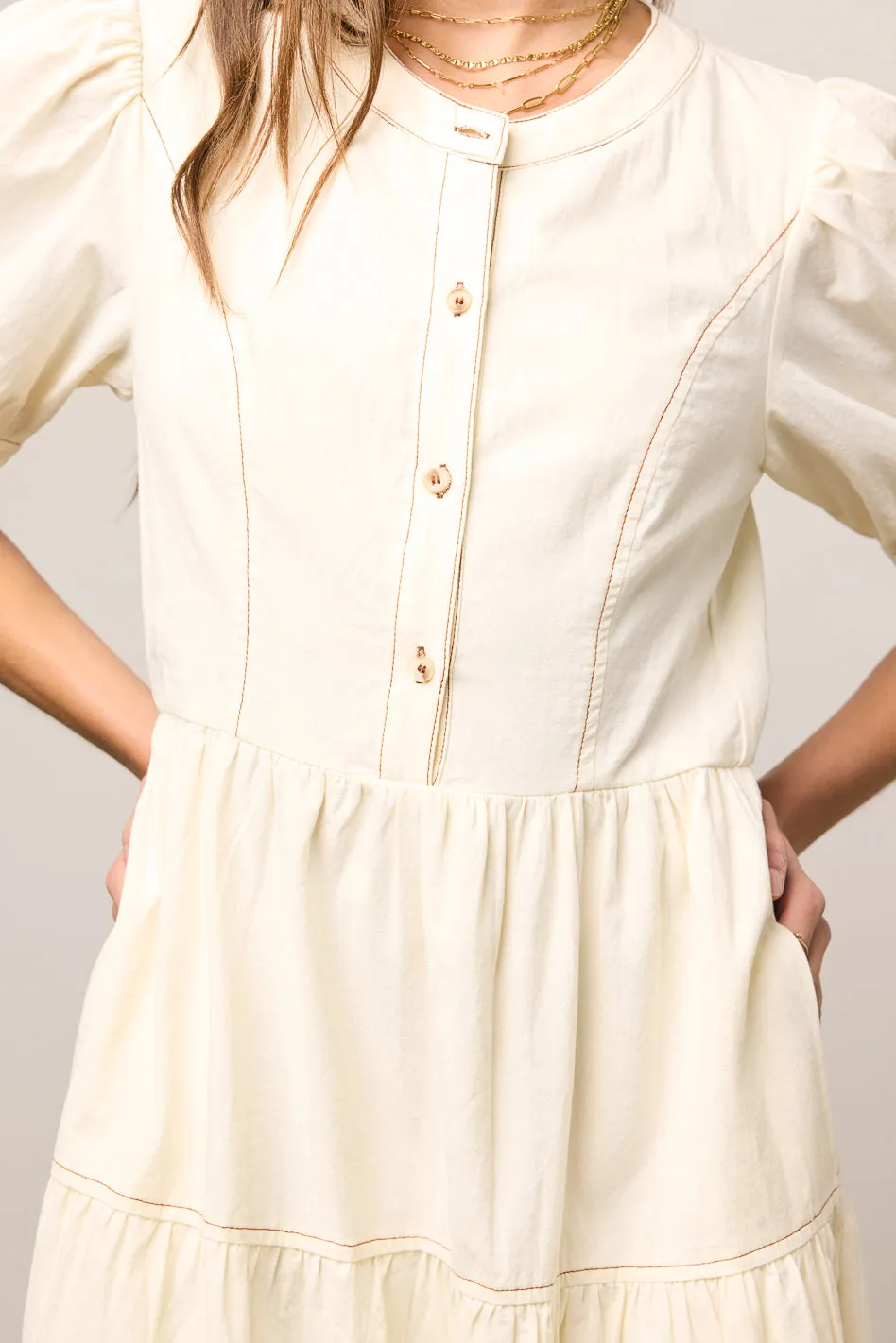 Finey Button Front Maxi Dress in Cream - FINAL SALE sold by bohme product image thumbnail 2