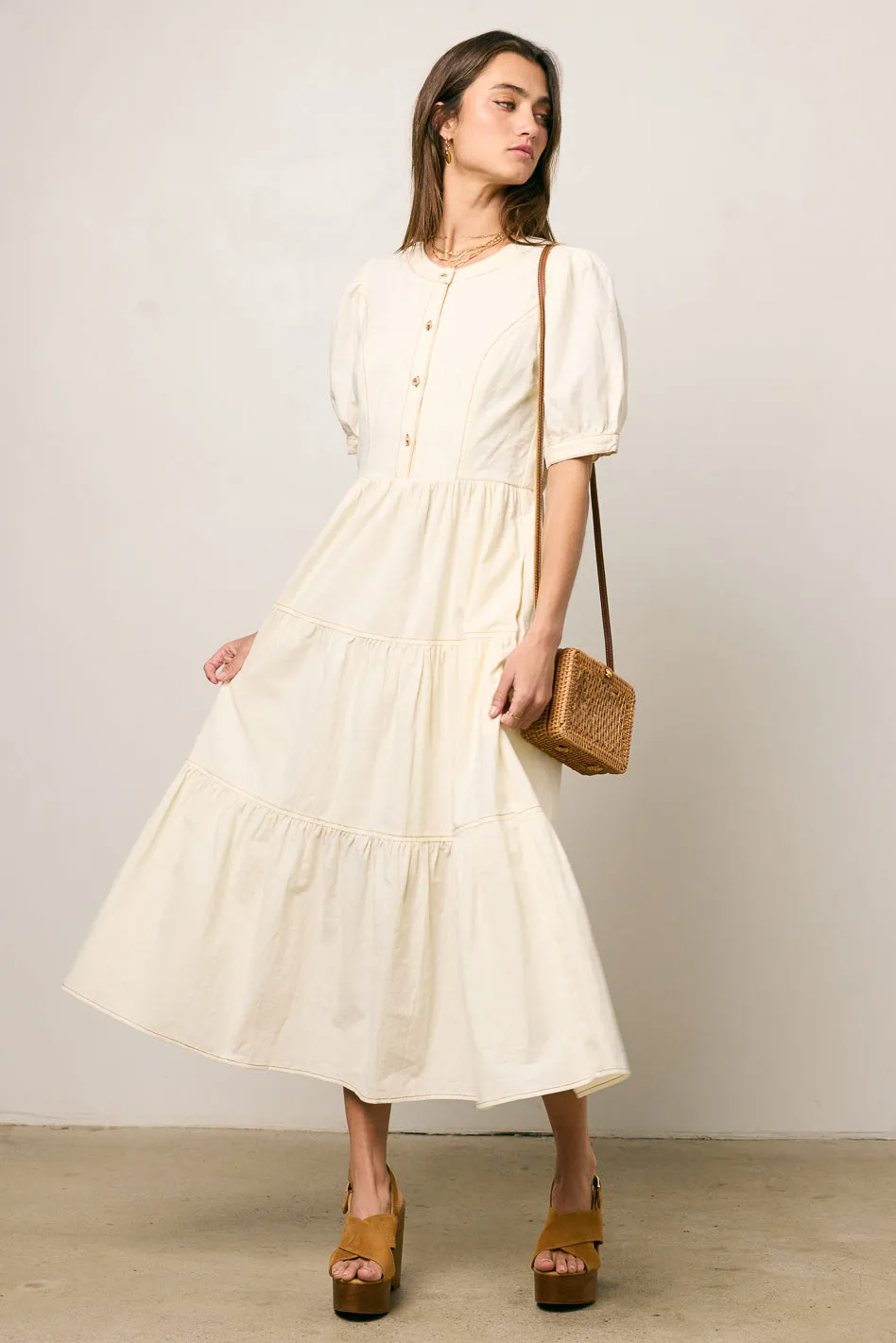 Finey Button Front Maxi Dress in Cream - FINAL SALE sold by bohme