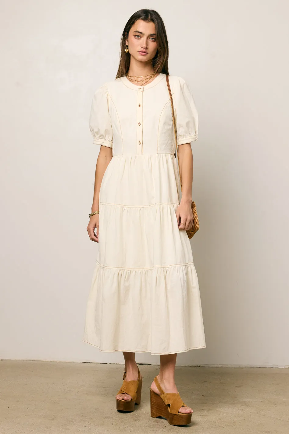 Finey Button Front Maxi Dress in Cream - FINAL SALE sold by bohme product image thumbnail 5