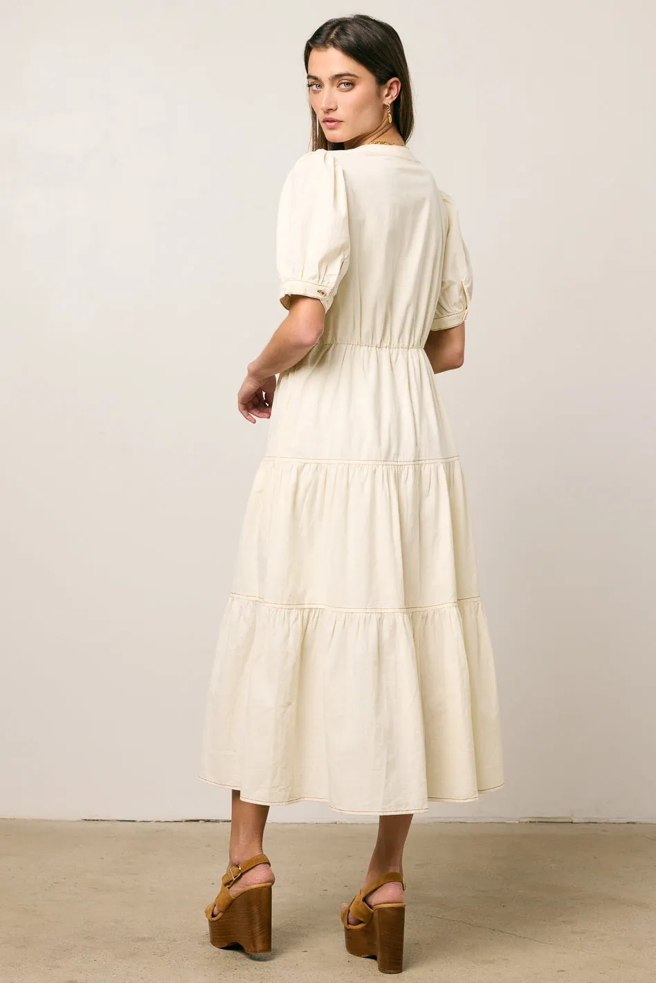Finey Button Front Maxi Dress in Cream - FINAL SALE sold by bohme product image thumbnail 3