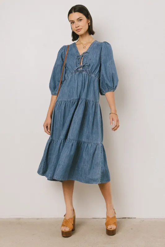 Nadia Midi Dress in Light Wash sold by bohme