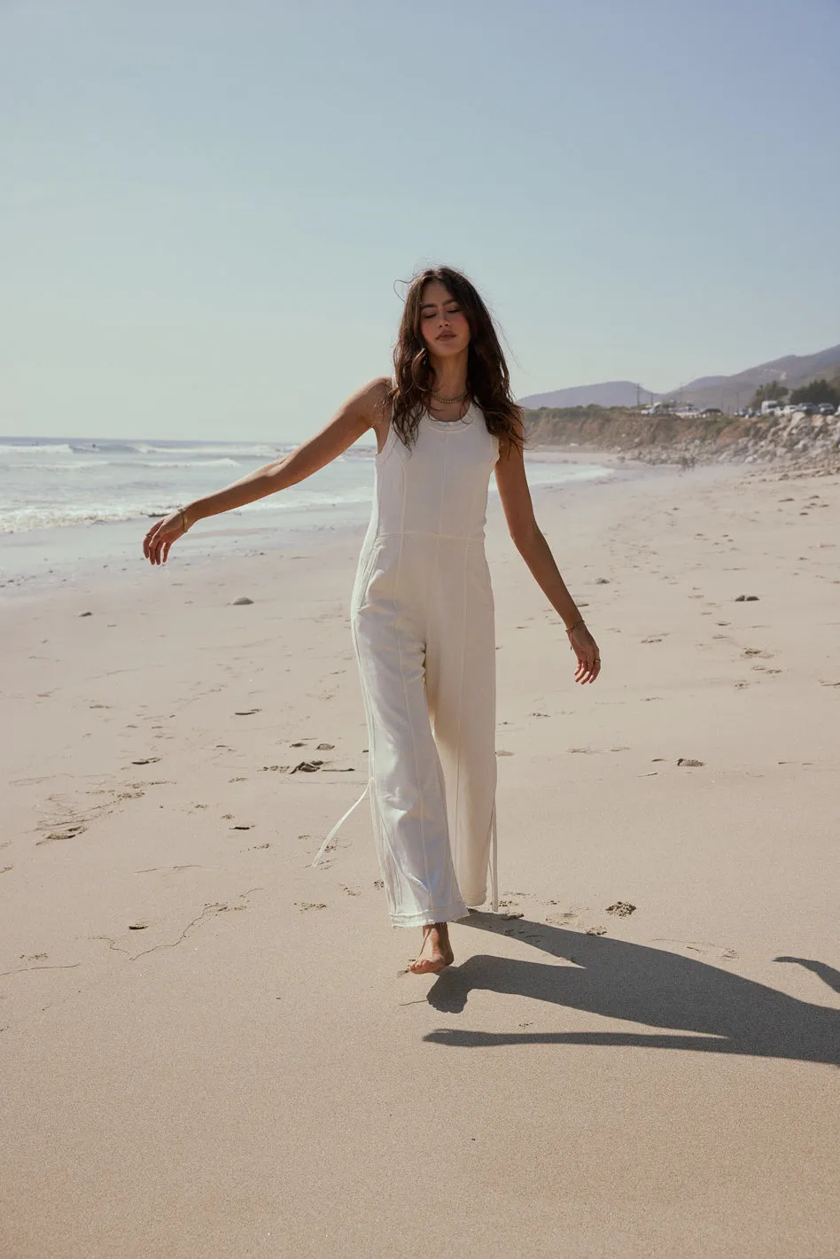 Tristan Knit Jumpsuit in Cream sold by bohme product image thumbnail 4