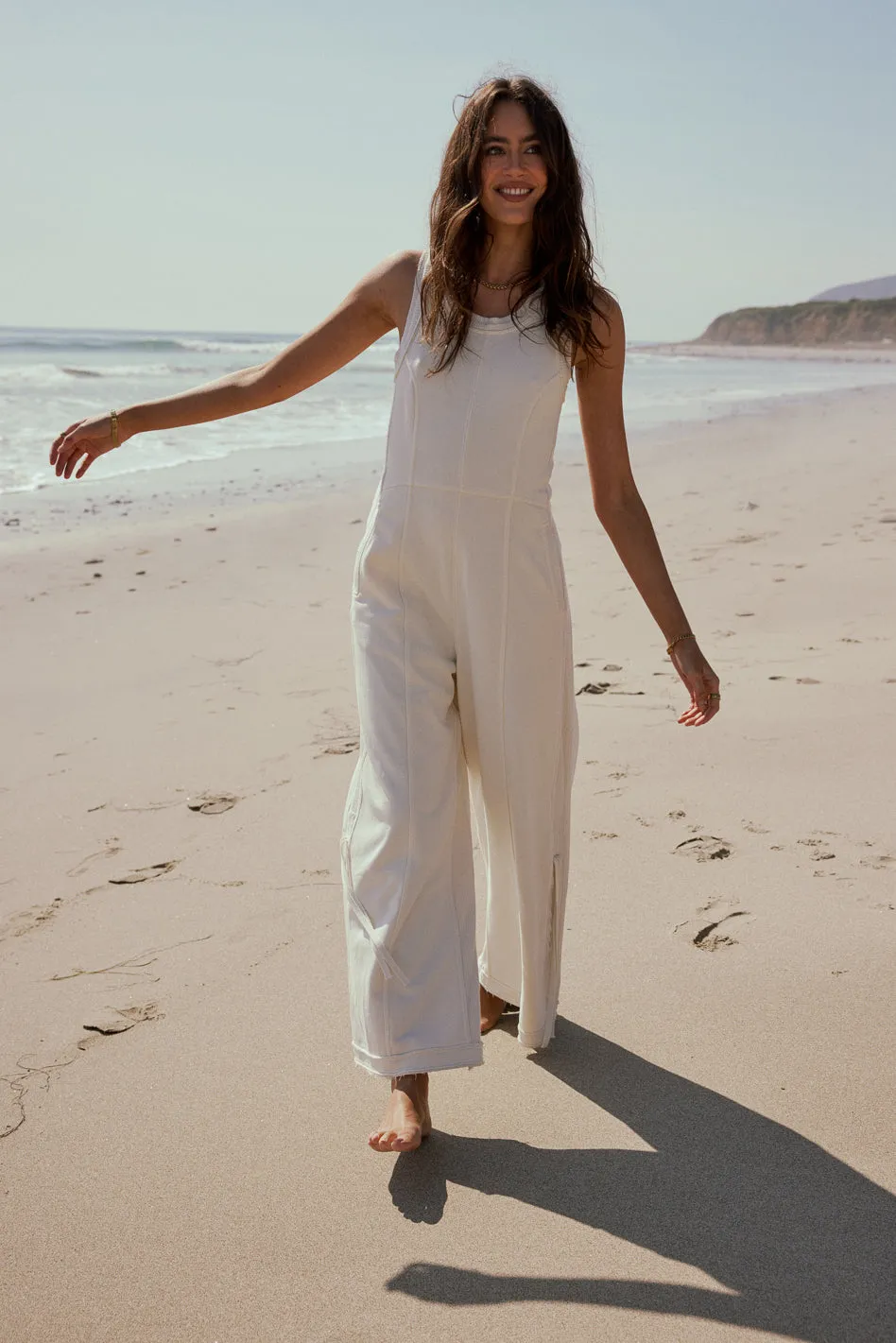 Tristan Knit Jumpsuit in Cream sold by bohme product image thumbnail 2