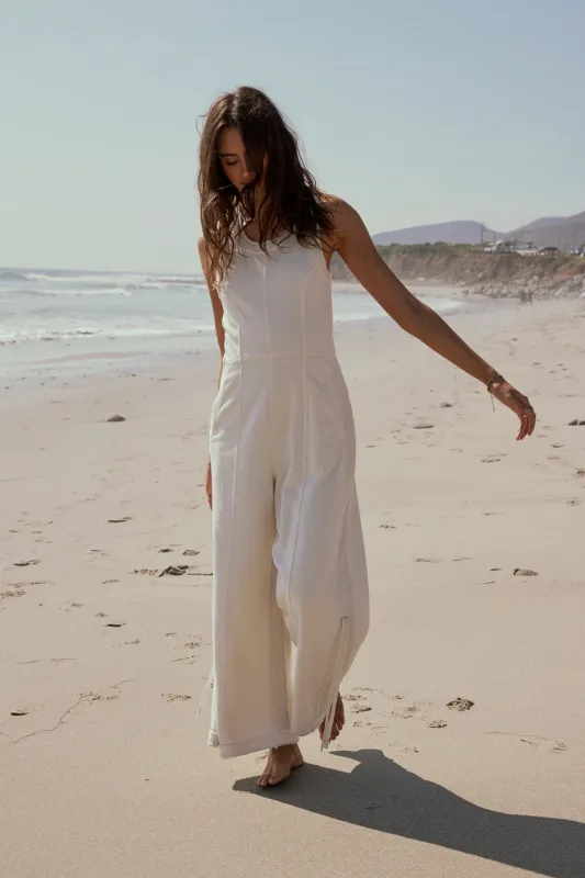 Tristan Knit Jumpsuit in Cream sold by bohme