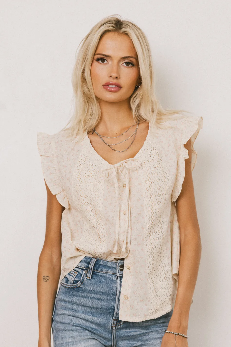 Rome Floral Blouse in Coral sold by bohme