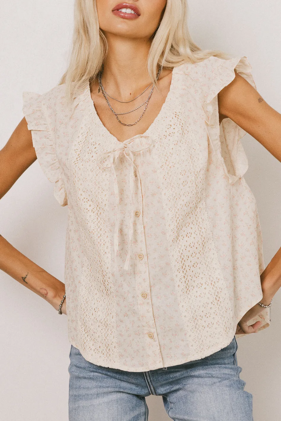 Rome Floral Blouse in Coral sold by bohme product image thumbnail 5