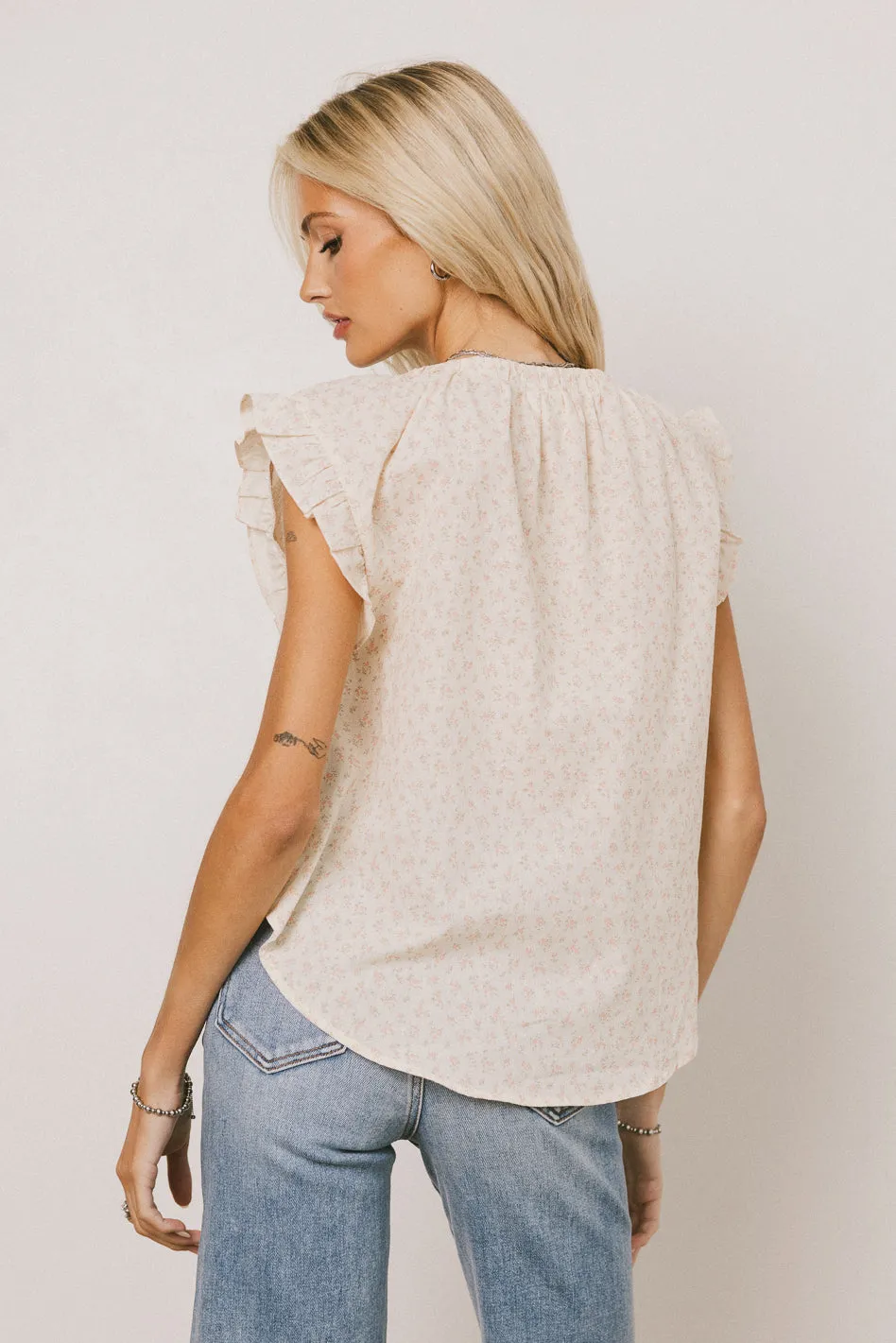 Rome Floral Blouse in Coral sold by bohme product image thumbnail 4