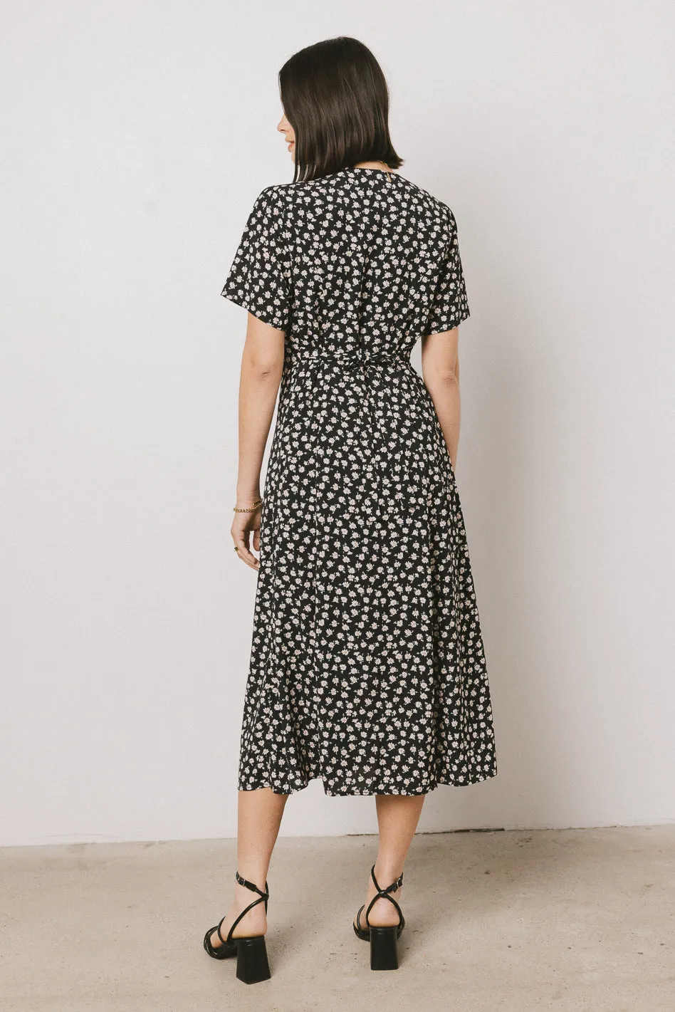 Malik Floral Midi Dress in Black sold by bohme product image thumbnail 3