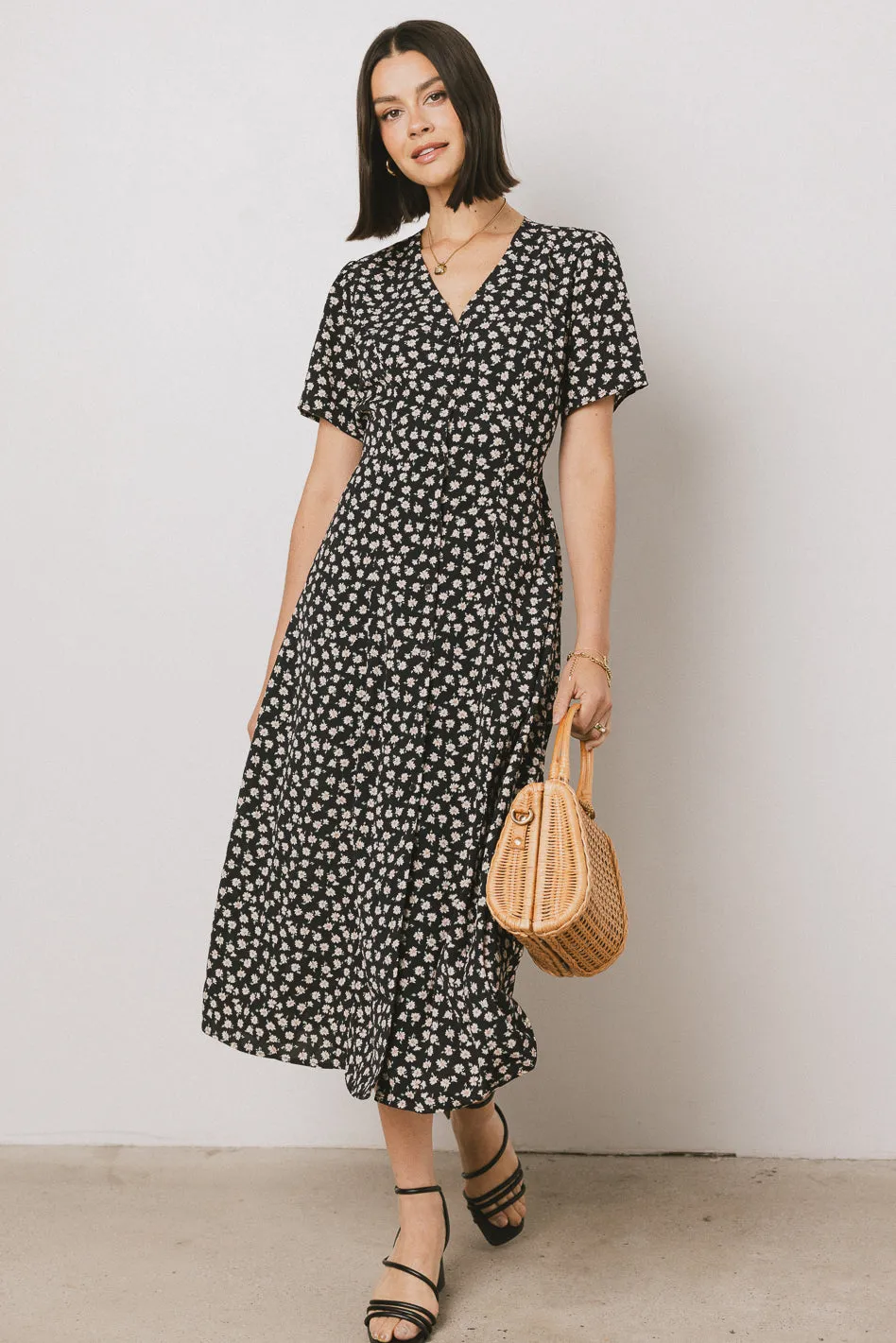 Malik Floral Midi Dress in Black sold by bohme product image thumbnail 2