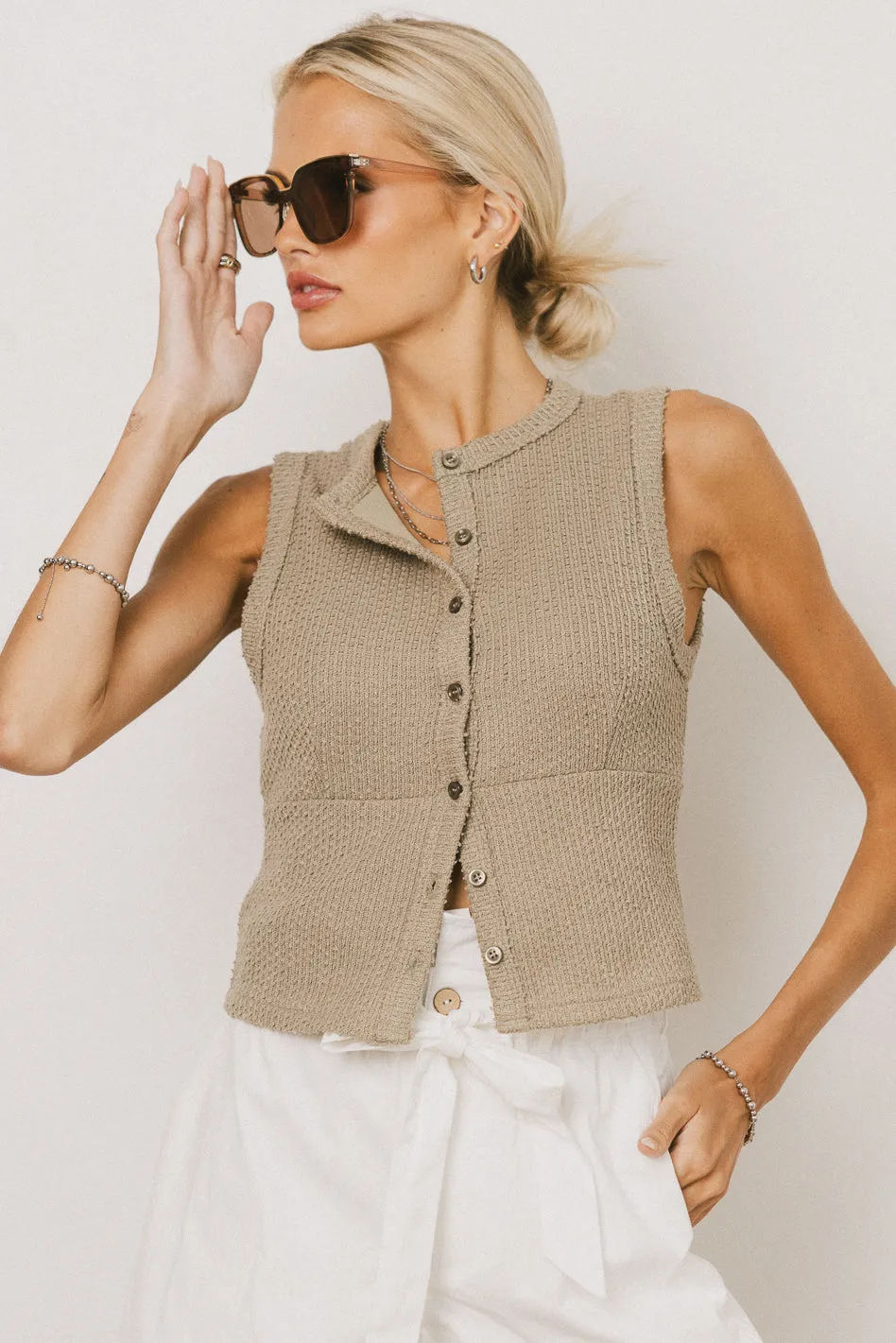 Griffin Knit Tank Top in Sage sold by bohme