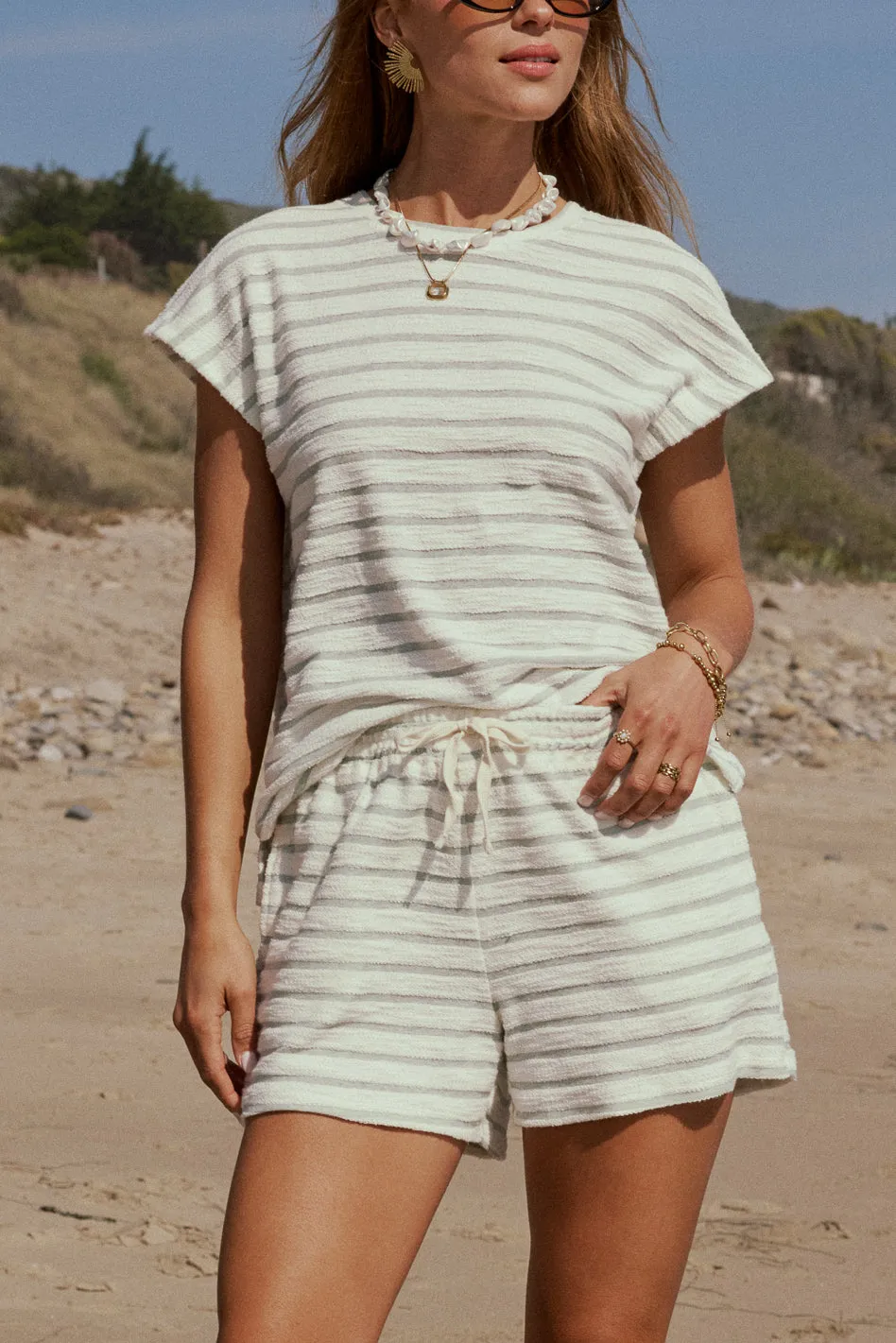 Jessie Striped Shorts in Sage - FINAL SALE sold by bohme product image thumbnail 2