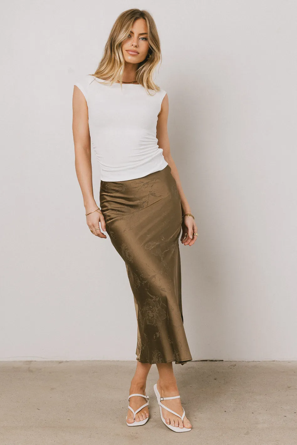 Leia Cap Sleeve Basic Top in Cream sold by bohme product image thumbnail 5