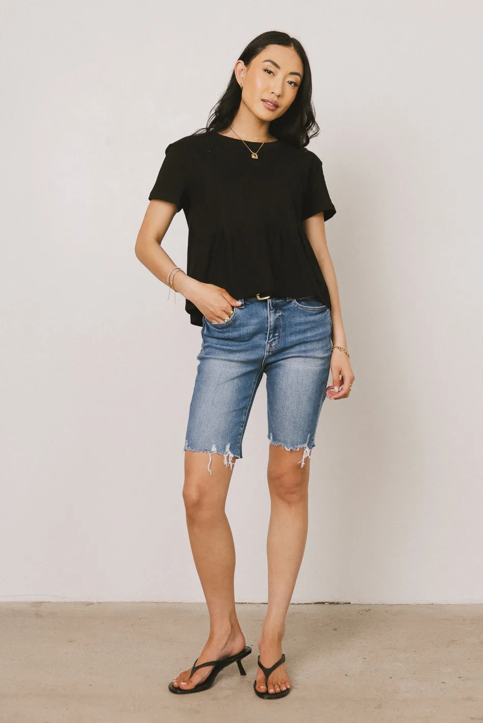 Cattelain Pleated Top in Black sold by bohme product image thumbnail 2