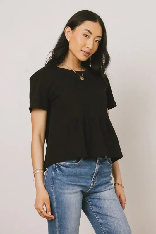 Cattelain Pleated Top in Black sold by bohme