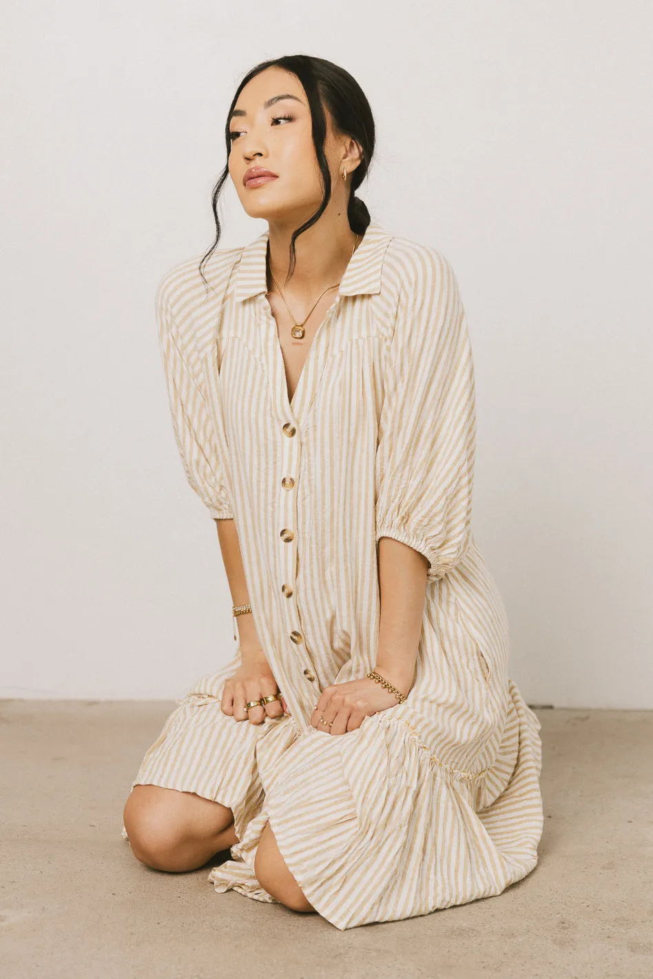 Theo Striped Midi Dress in Mustard - FINAL SALE sold by bohme