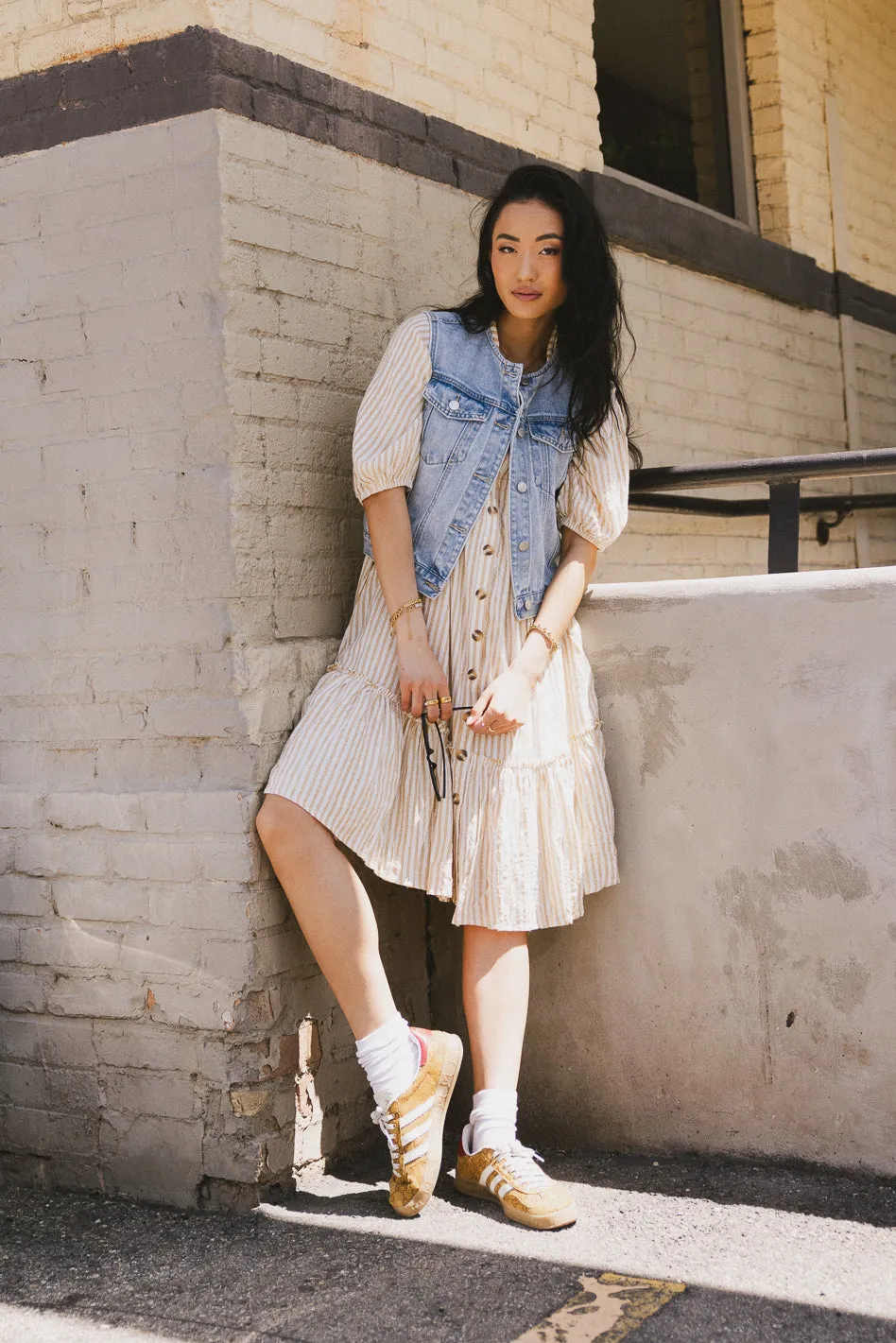 Theo Striped Midi Dress in Mustard - FINAL SALE sold by bohme product image thumbnail 4