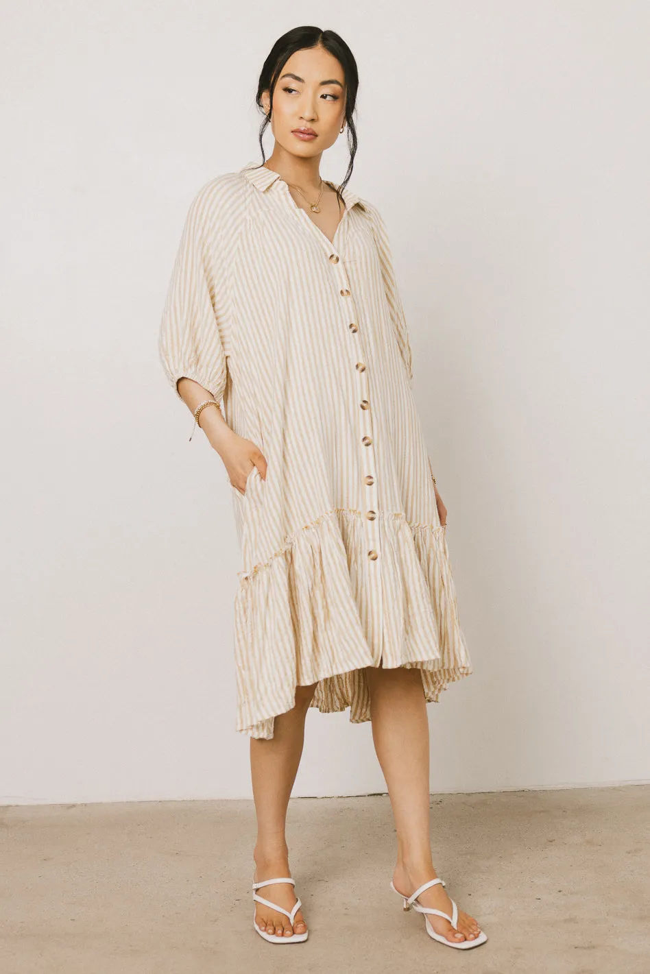 Theo Striped Midi Dress in Mustard - FINAL SALE sold by bohme product image thumbnail 2