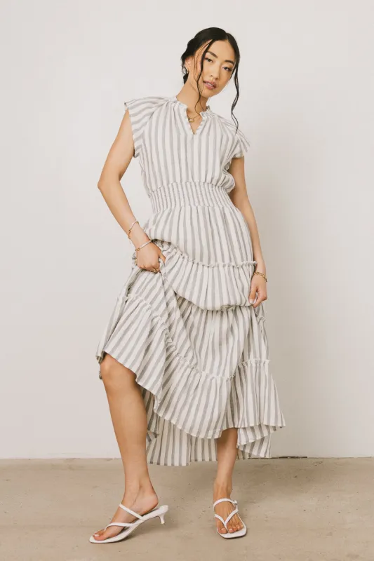 Claire Striped Maxi Dress in Indigo sold by bohme