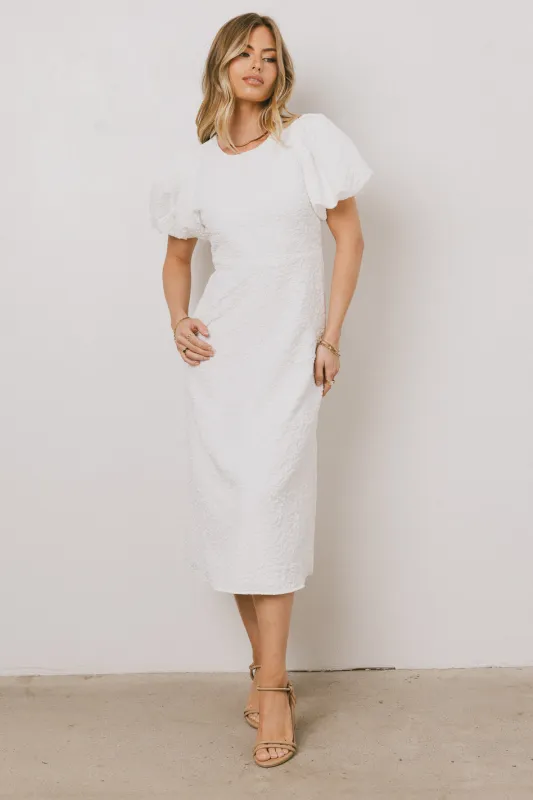 Henry Textured Midi Dress in White - FINAL SALE sold by bohme