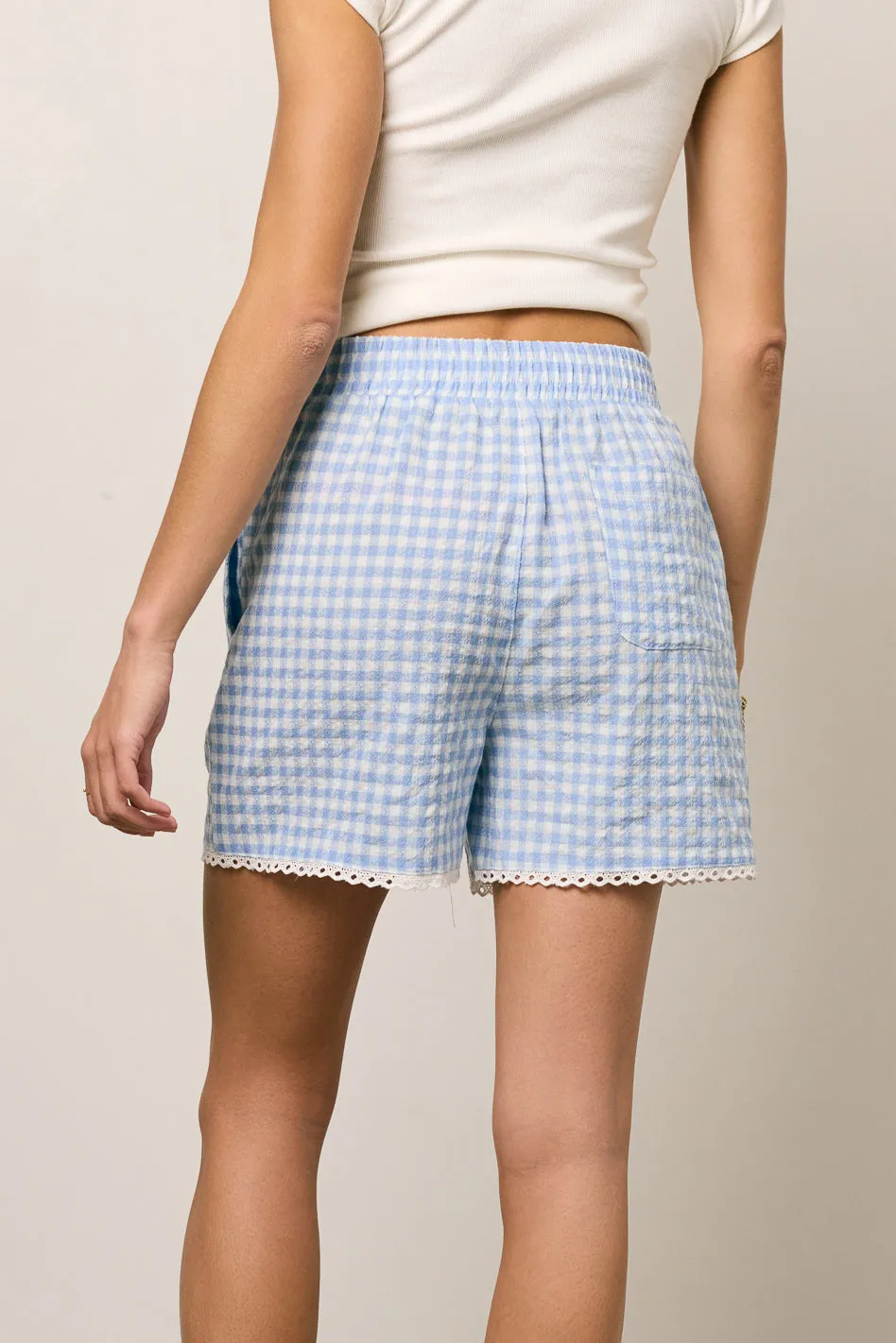 Sofia Gingham Shorts in Blue - FINAL SALE sold by bohme product image thumbnail 5