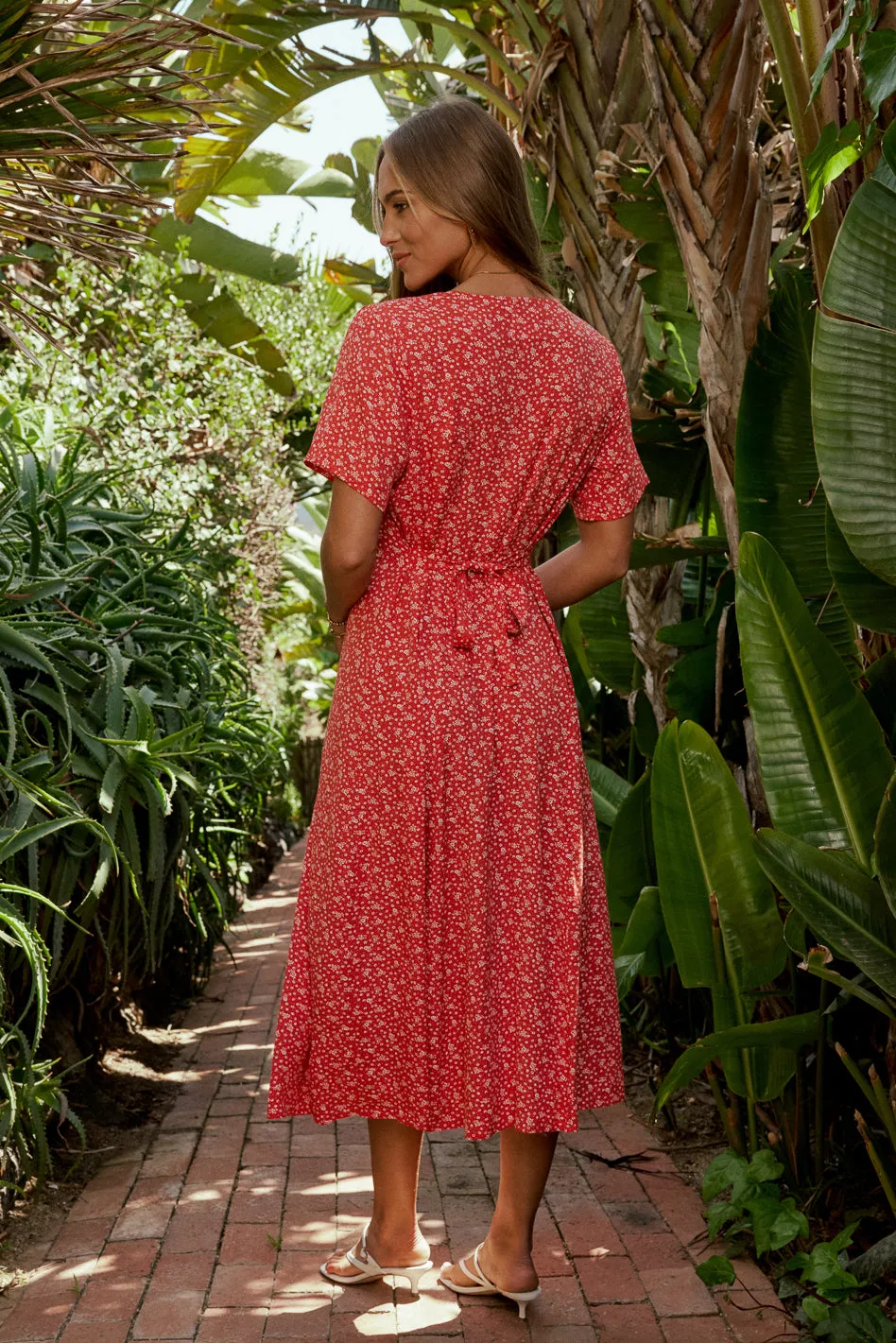 Ember Floral Midi Dress in Red sold by bohme product image thumbnail 2