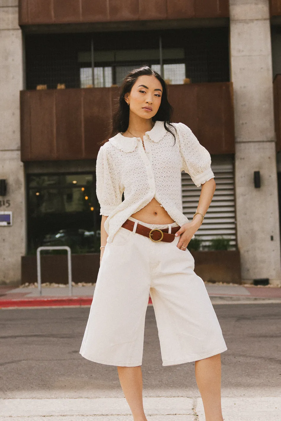 Lyla Collared Lace Top in Ivory - FINAL SALE sold by bohme product image thumbnail 4