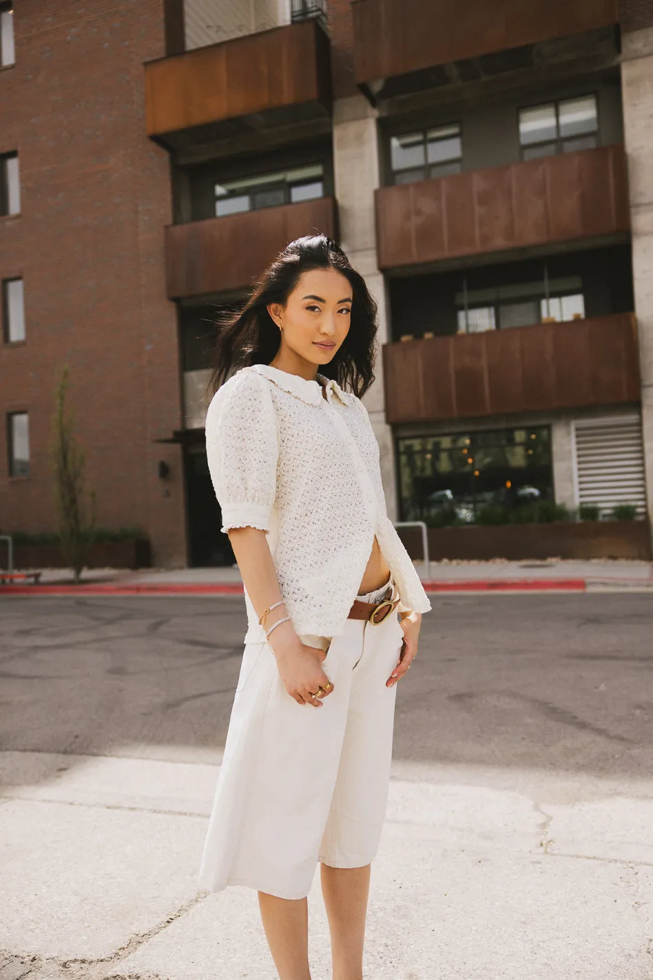 Lyla Collared Lace Top in Ivory - FINAL SALE sold by bohme product image thumbnail 3