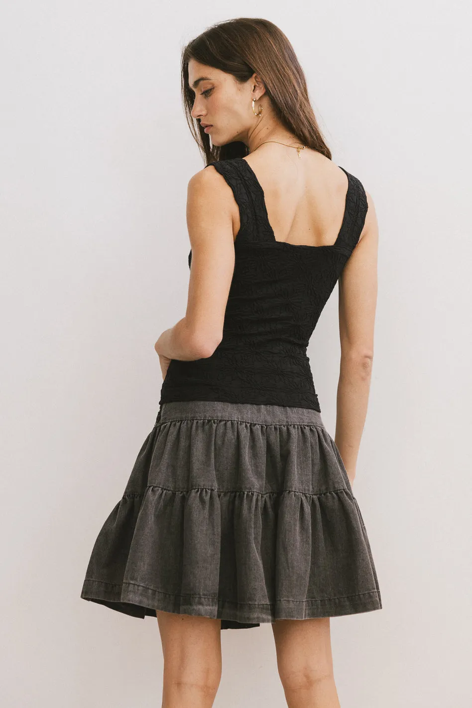 Skyler Tiered Mini Skirt in Black - FINAL SALE sold by bohme product image thumbnail 3