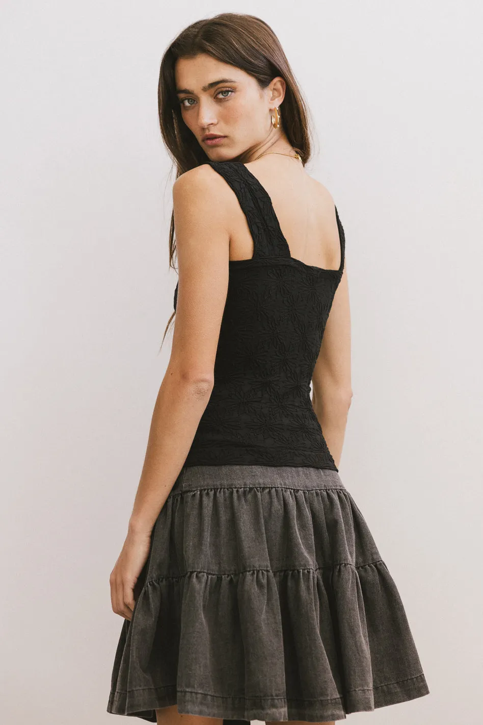 Skyler Tiered Mini Skirt in Black - FINAL SALE sold by bohme product image thumbnail 5